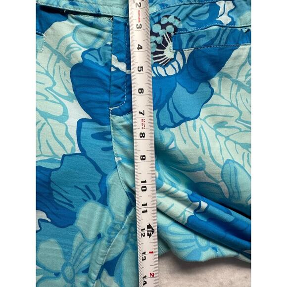 Tommy Hilfiger Blue Green Hawaiin Crop Pants Women Size 14 Stretch Beach Boho - Picture 6 of 12